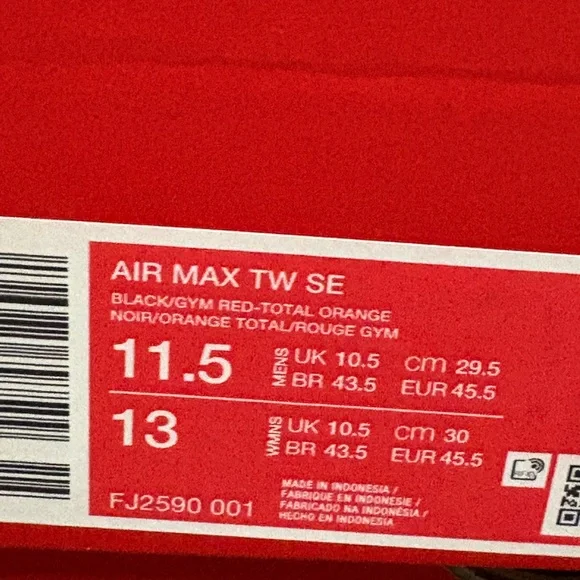 New Nike Air Max TW SE Total Orange Red Black Mens Sneakers Retro Athletic Shoes - Picture 12 of 16